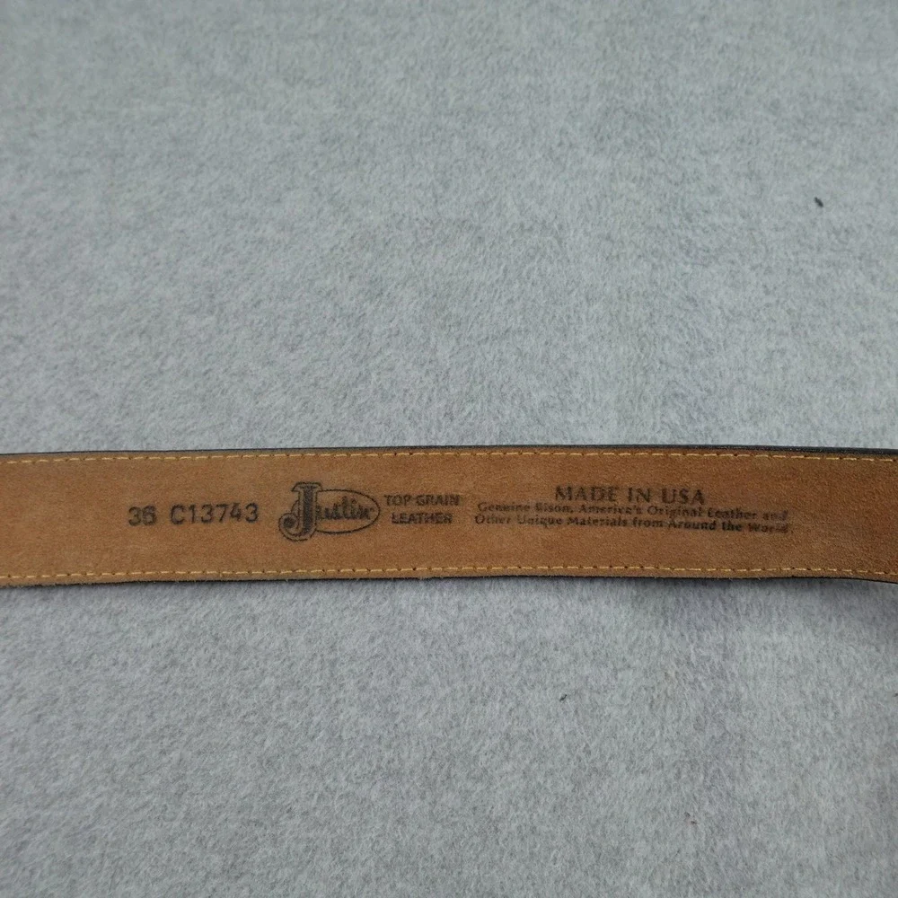 Justin Belt Mens 36 Black Western Leather Ranger C13743 Bison Cowboy USA Made